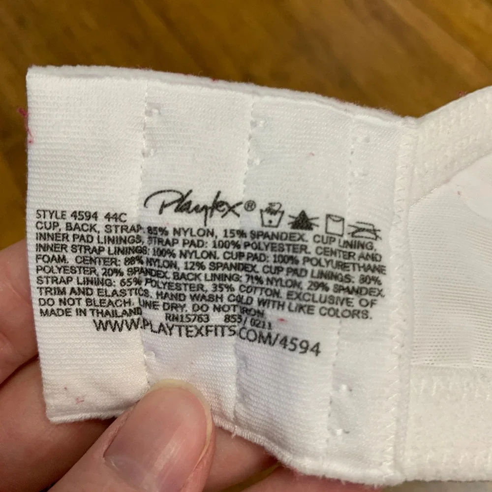 Playtex White Bra 4594 Womens Size 44C Comfort Full‎ Coverage Adjustable Straps